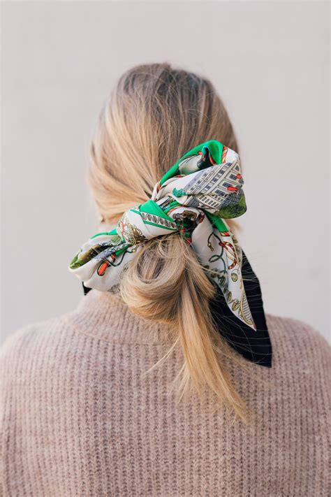 hermes scarf tied in hair|Hermes scarf tying instructions.